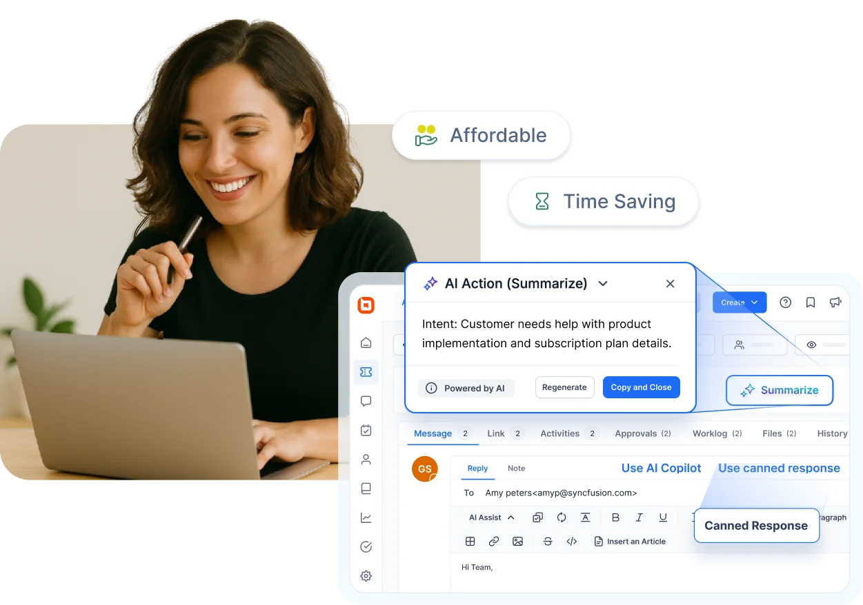 Customer service software for startups with AI tools, ticketing, and time-saving features.