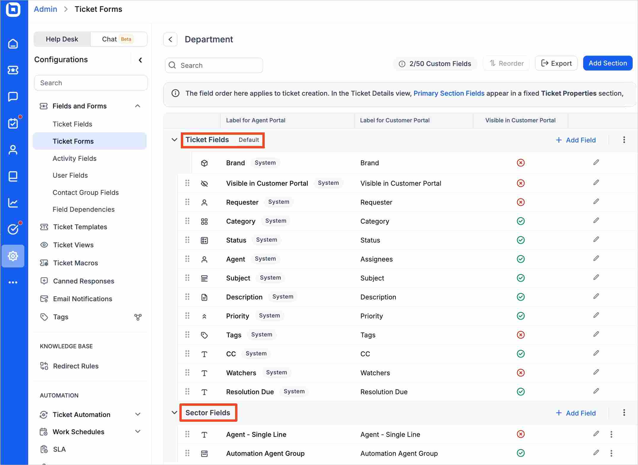 Ticket Forms in ticket fields