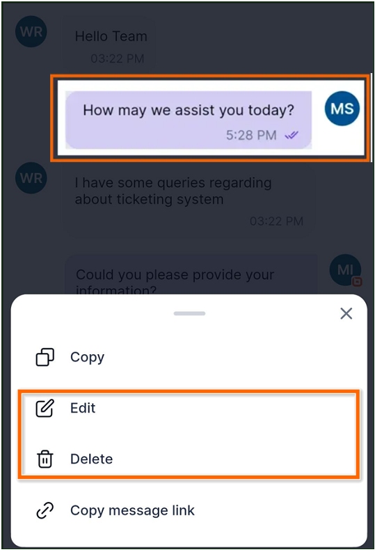 Edit and delete option in Telegram