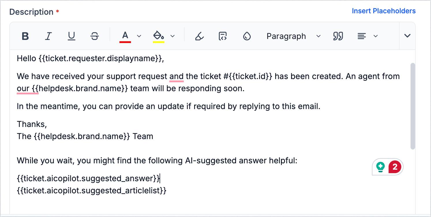 AI responses in email support