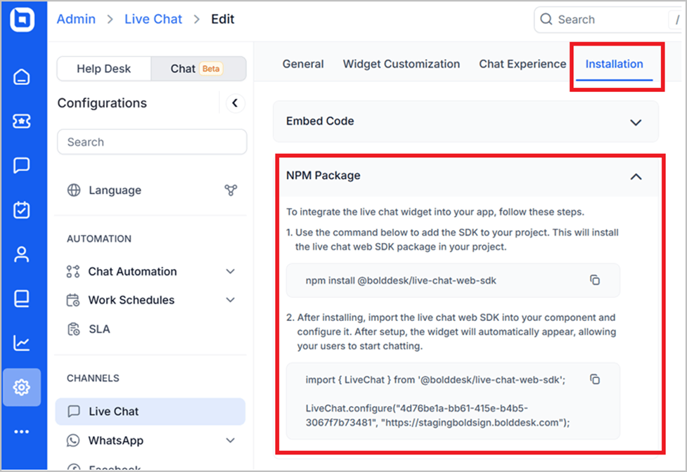 Web SDK support
