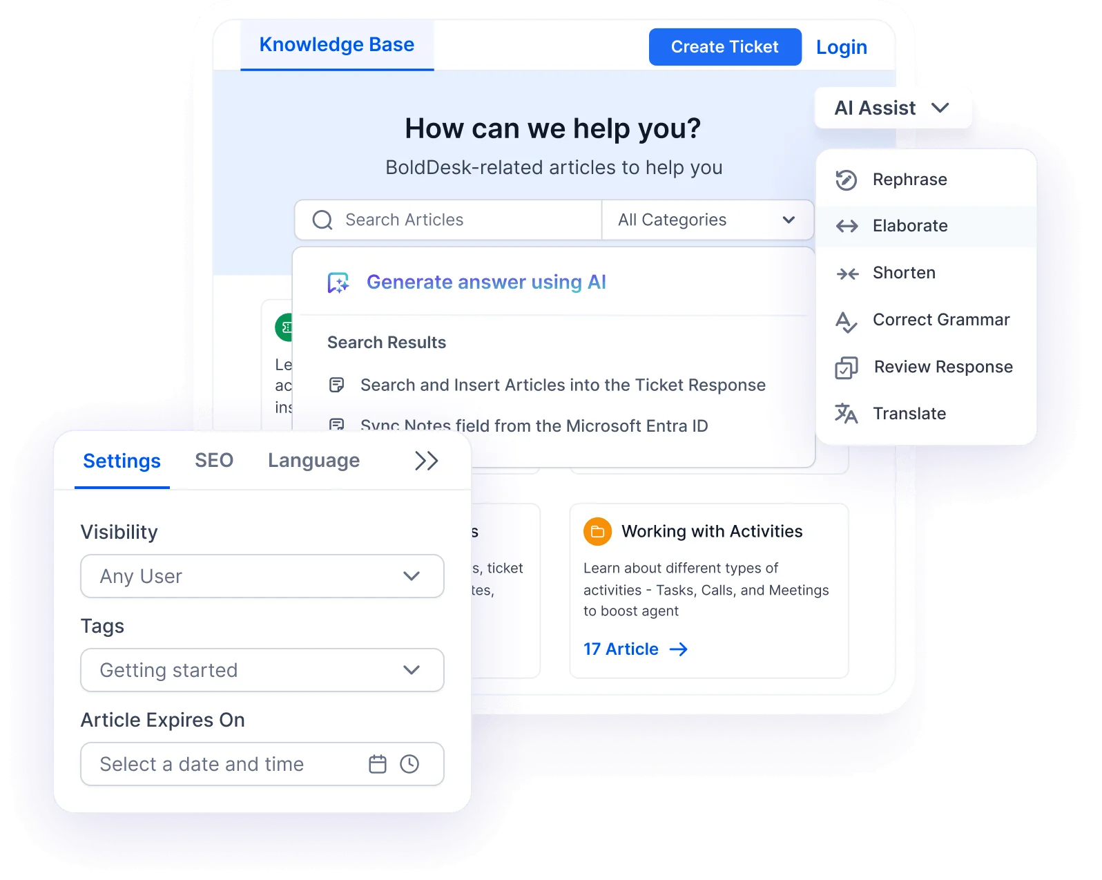 BoldDesk knowledge base as a web self-service tool