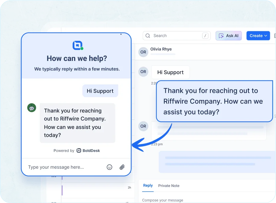 Customer service software has live chat, an AI agent, and real-time alerts.