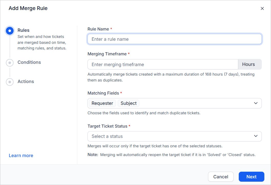 Auto merge app for tickets