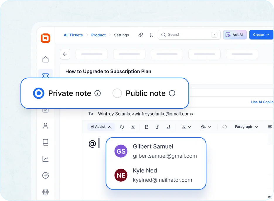 Customer service software smart ticketing,private notes, and notifications.