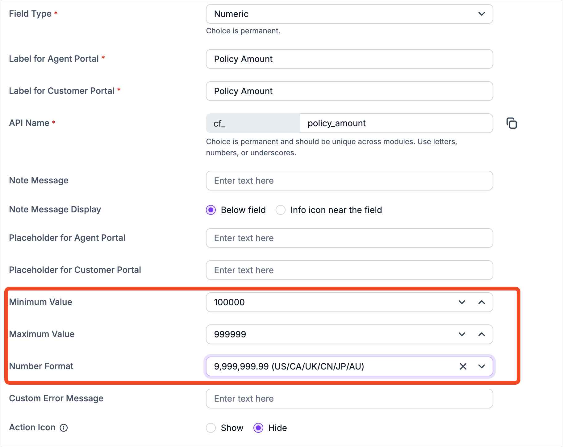 Decimal and numeric for custom fields