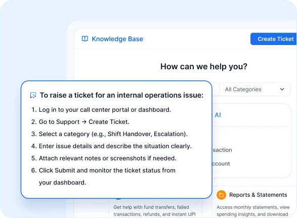 Help desk for call center with AI-powered knowledge base for fast ticket resolution and self-service.