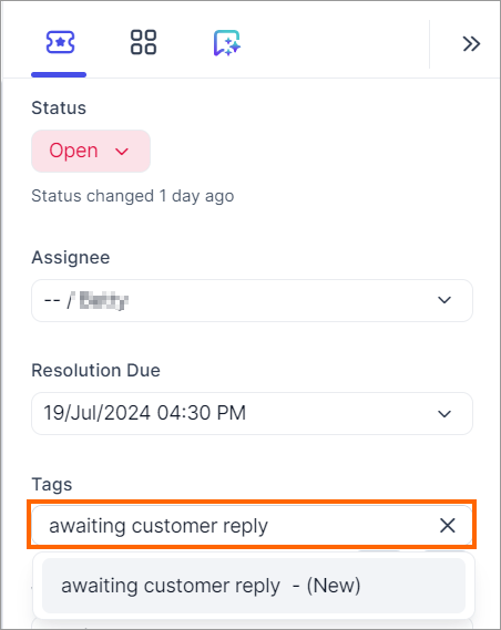 Support ticket tagged “awaiting customer reply,” helping teams track paused conversations and keep the inbox clear toward inbox zero.