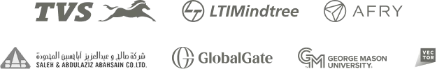 Bolddesk trusted companies worldwide, including TVS, LTIMindtree, AFRY, GlobalGate, Vector and GMU logos