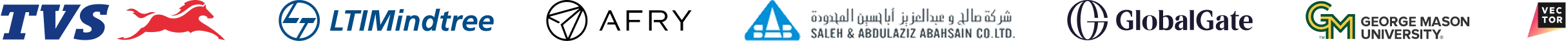 Bolddesk trusted companies worldwide, including TVS, LTIMindtree, AFRY, GlobalGate, Vector and GMU logos
