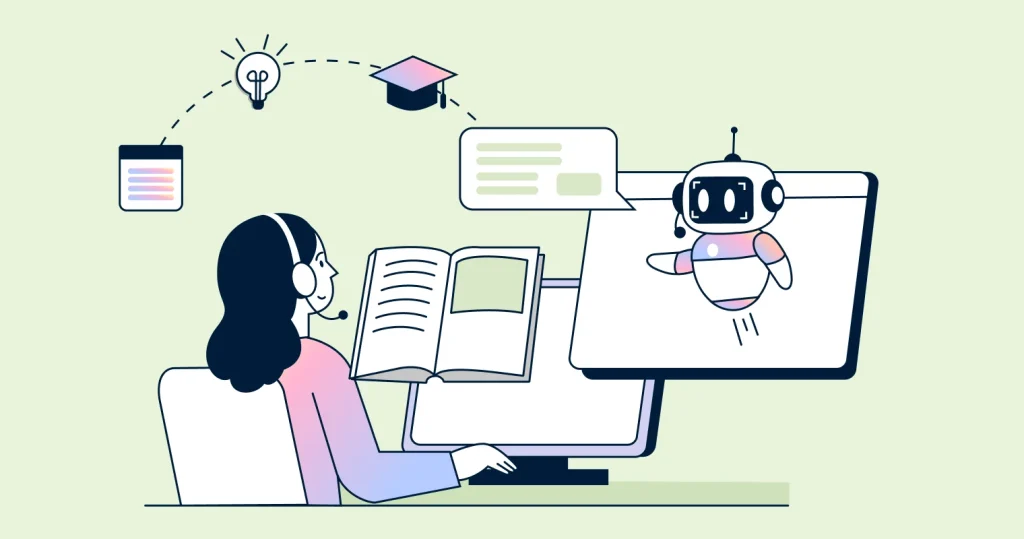 AI-to-human handoff workflow showing a support agent receiving context from an AI assistant during escalation
