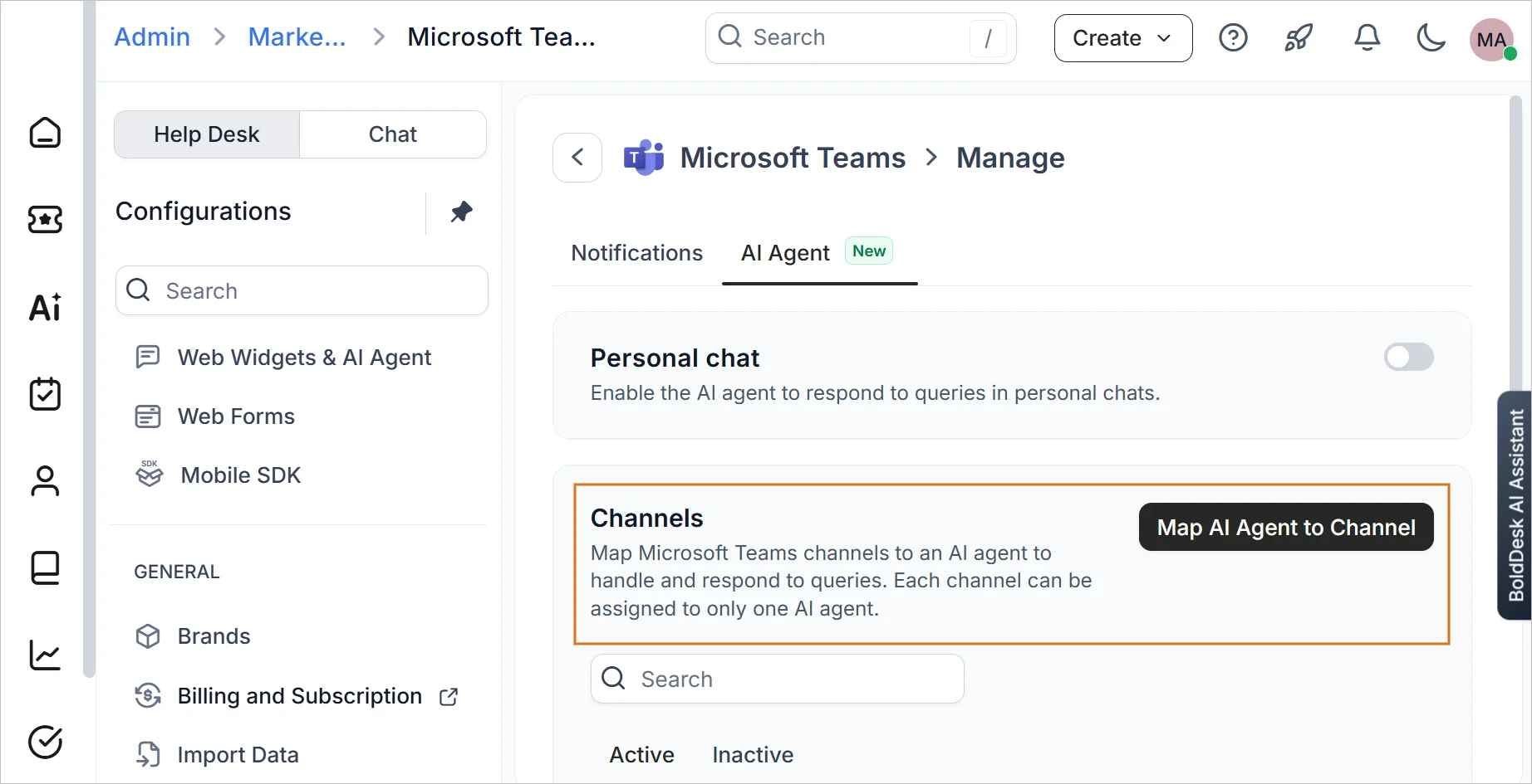 AI agent for Microsoft Teams maps Teams channels to dedicated AI agents for automated assistance