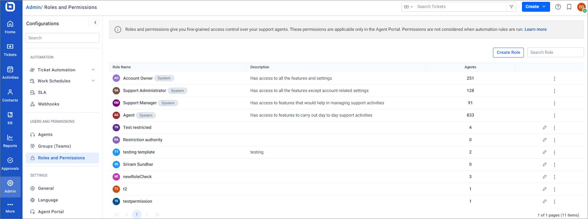 Set user access levels