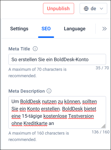 SEO metadata for different languages