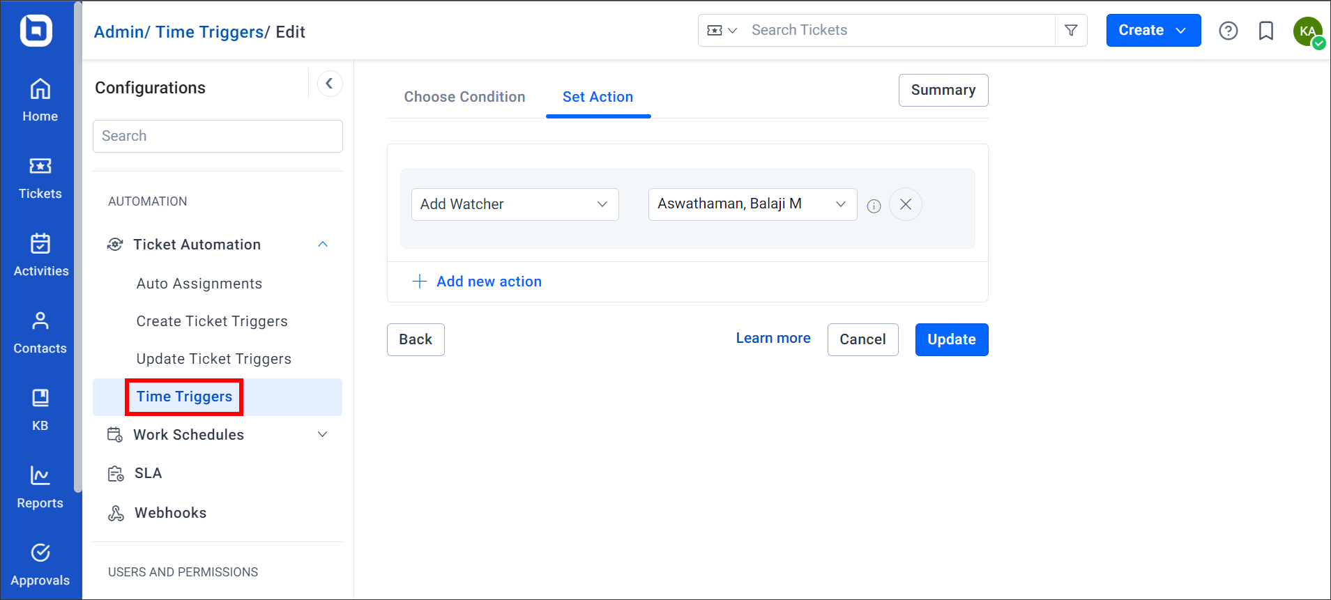 time trigger in automated ticketing system