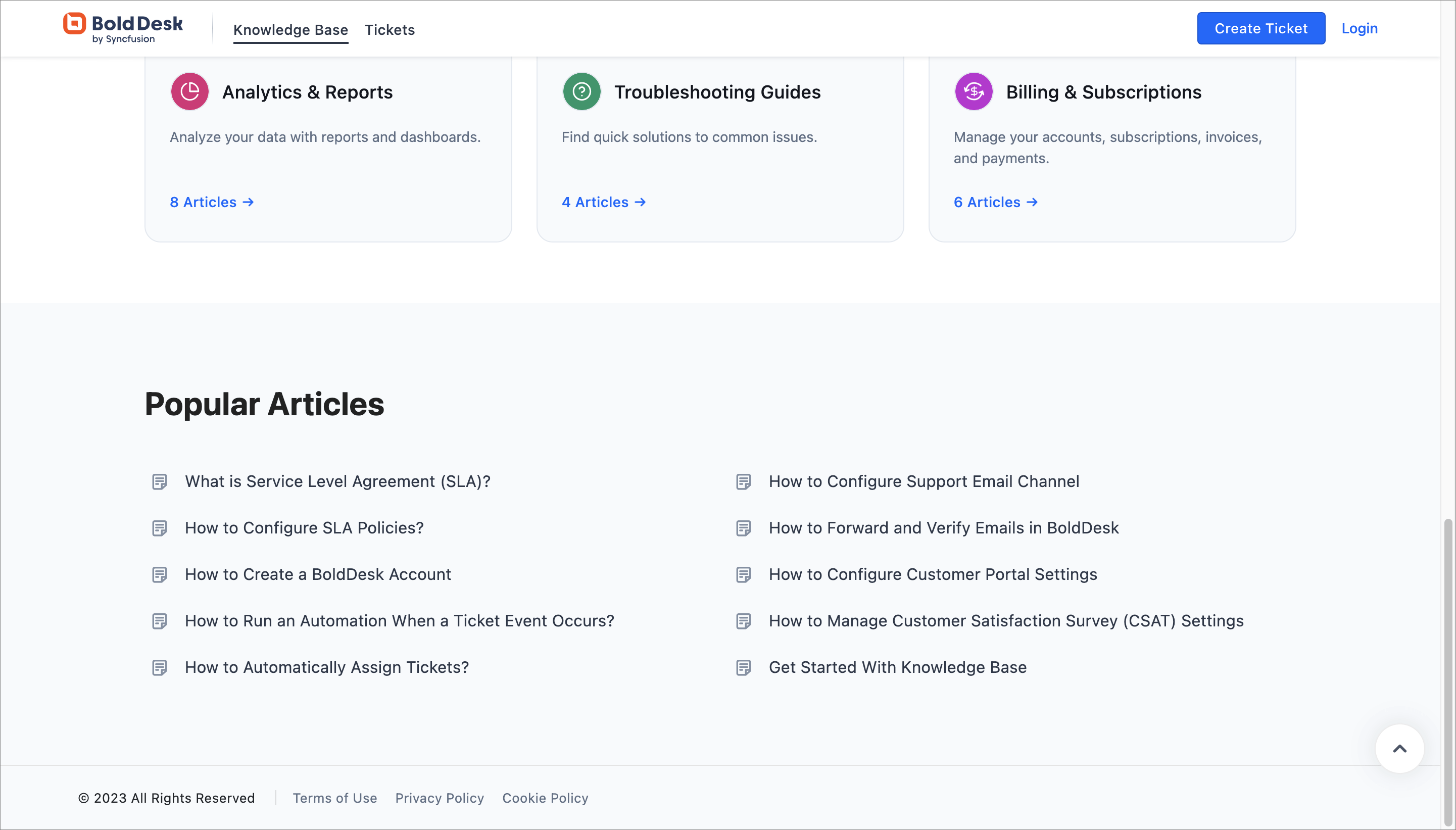 Popular reads section in BoldDesk’s knowledge base articles.