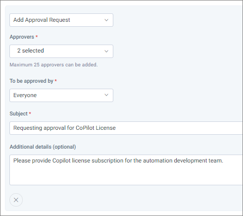  Auto-create approval requests in create ticket trigger automation