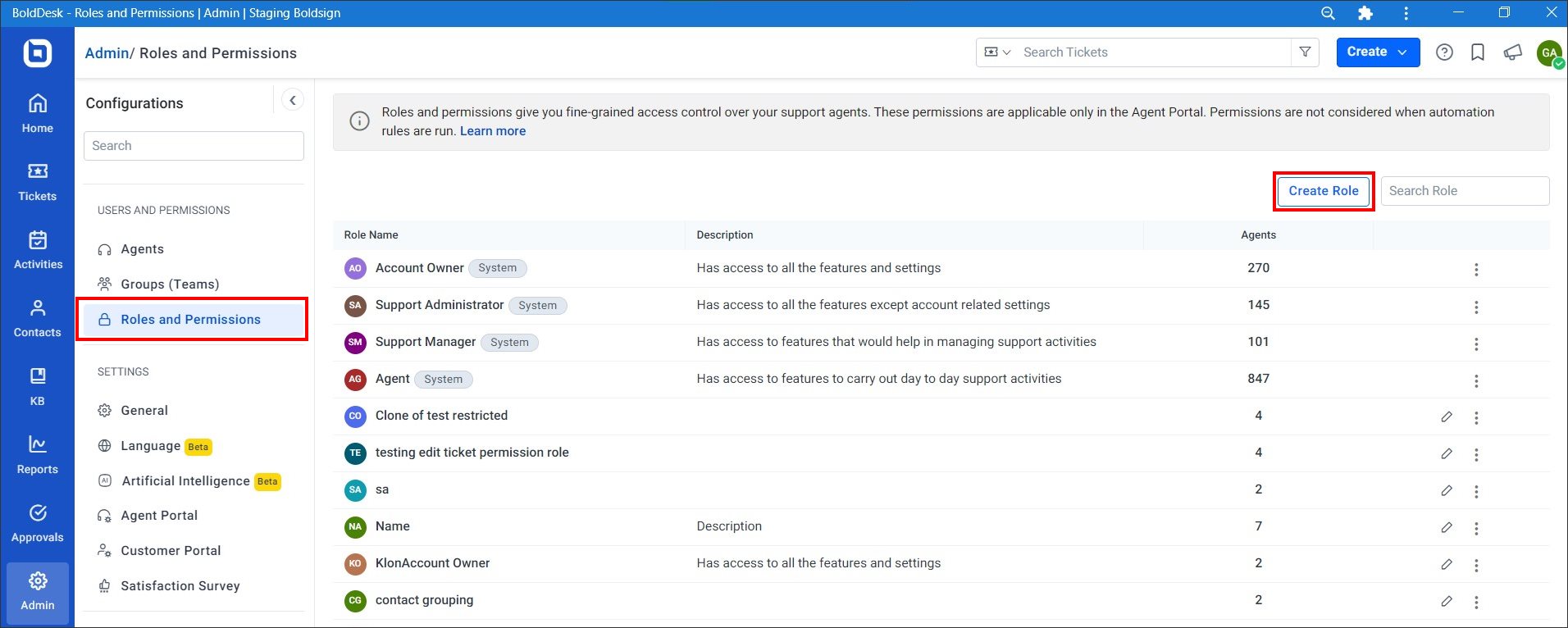 Assigning agent roles and permissions in BoldDesk