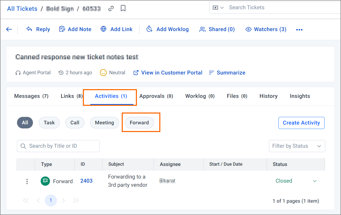 Ticket forwarding to external users