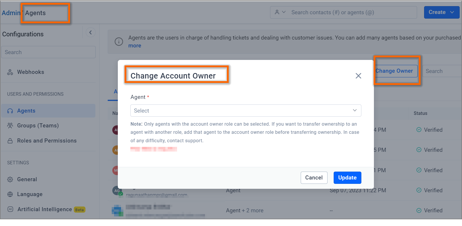 Transferring Account Ownership