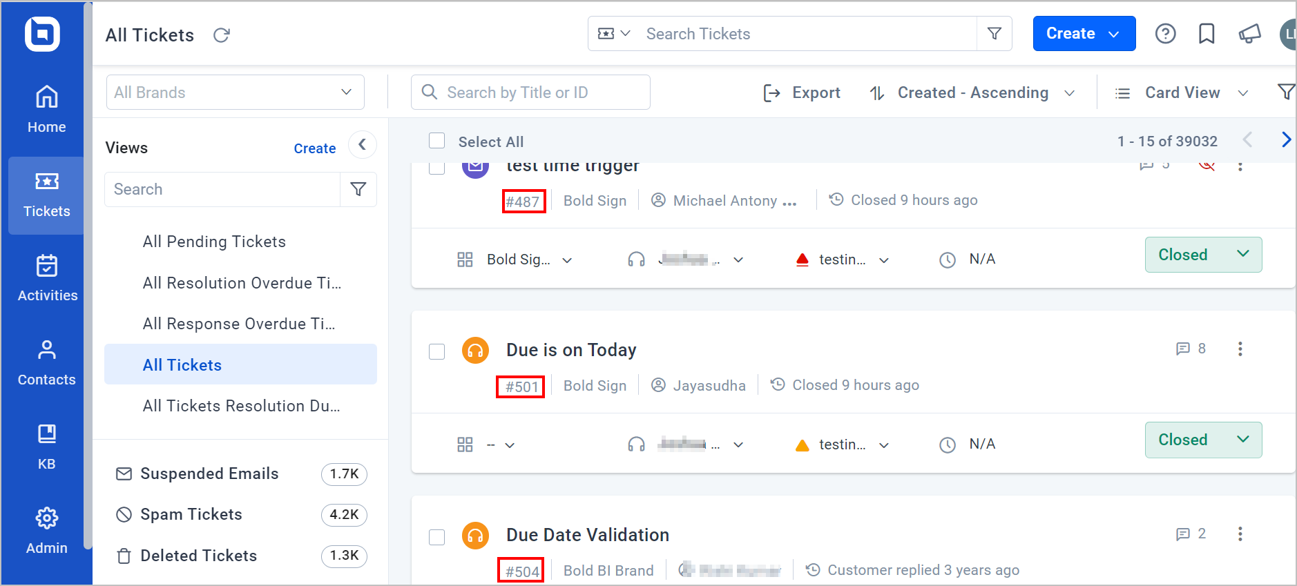  Support ticketing system :Ticket number 