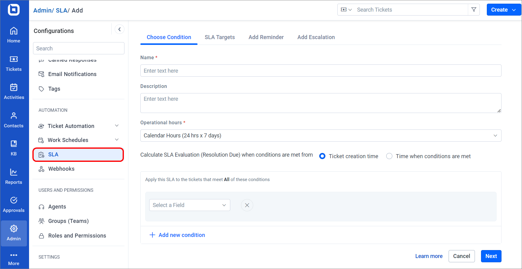 Adding SLA in BoldDesk