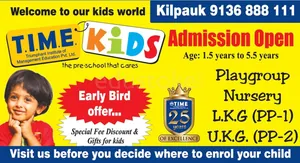 T.I.M.E Kids Preschool Kilpauk, A K Swamy Nagar,Purasaiwakkam, Chennai
