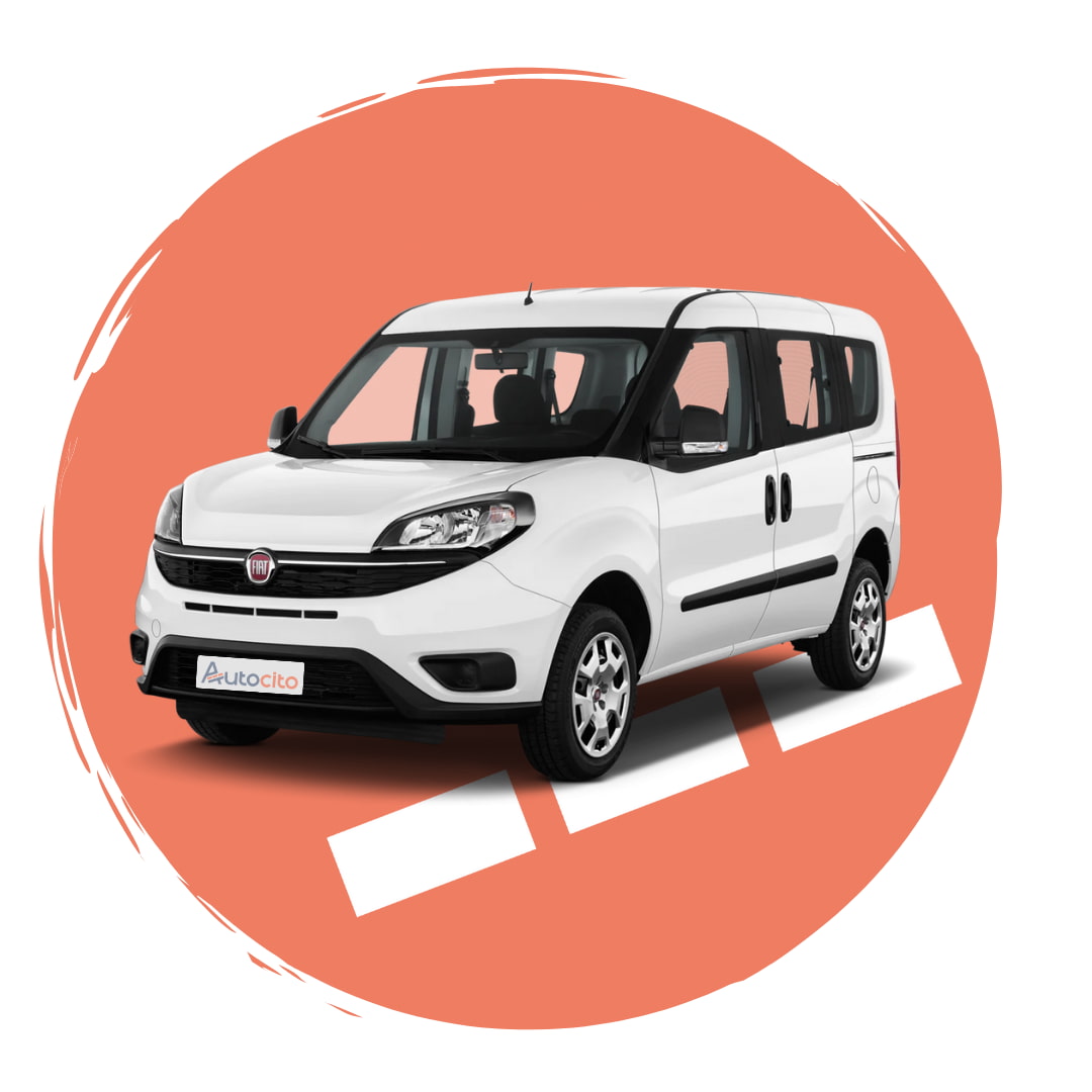 Utilitaire 7 places Fiat Doblo avec fond orange