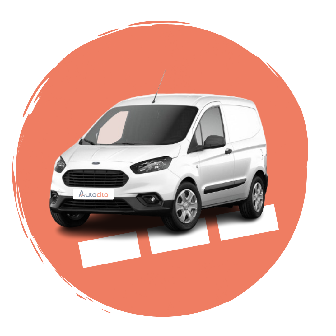 Ford Transit Courier avec fond orange