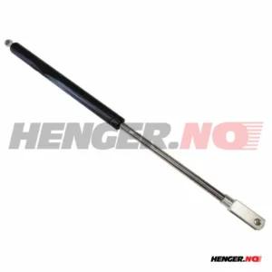 Gassdemper 610mm, vandring på 220mm, 1750N - med 10mm gaffel i stempel enden og 10mm øye innfesting i sylinder enden.