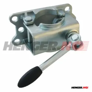 Nesehjulsklemme Ø48mm 300Kg m/leddet håndtak og base i støpejern