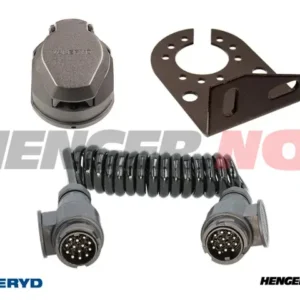 Kabelsett 13-13-polet med tilhengerkontakt, spiralkabel og brakett, for å bygge om til "rental" løsning