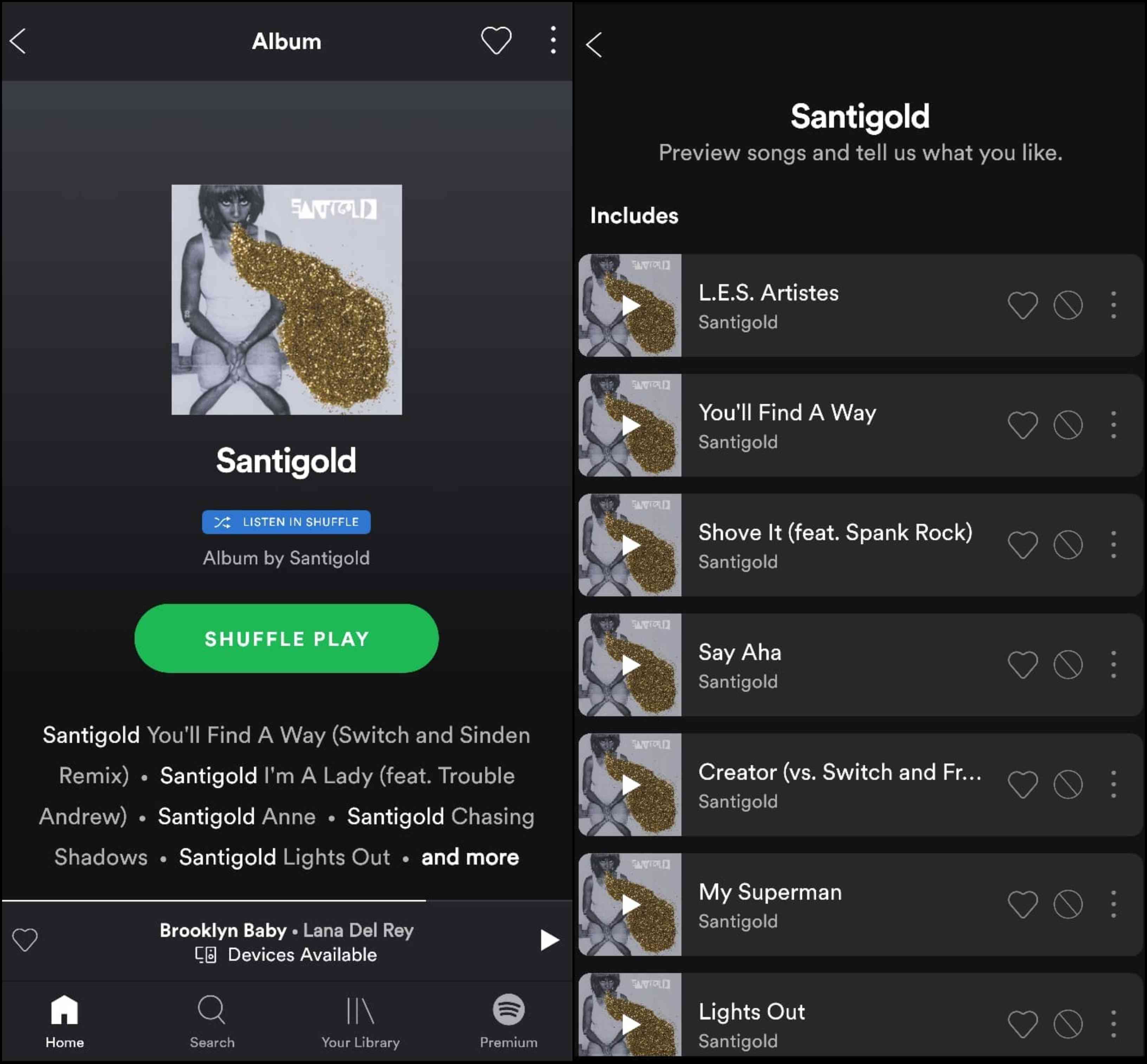 Spotify App Engagement Santigold