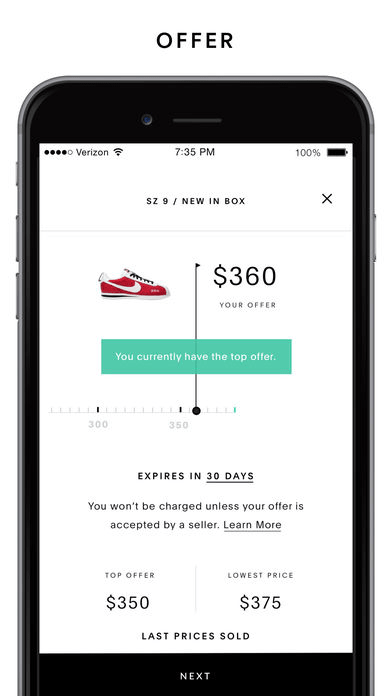 push notifications sneaker app