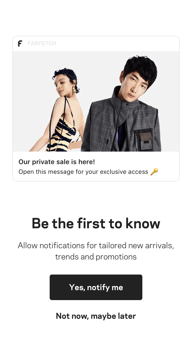 farfetch app messaging opt-in