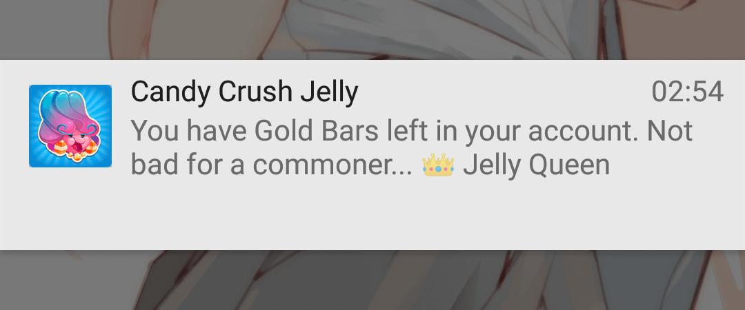 push notification mobile gaming candy crush