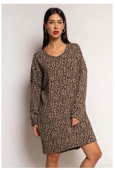 Robe en maille à imprimé léopard