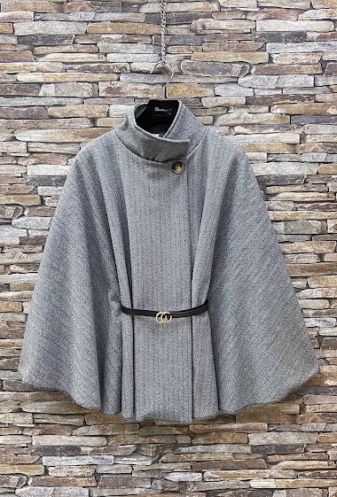 Manteau ASTRID cape avec ceinture en flanelle, Tissus Automnale et Hivernale