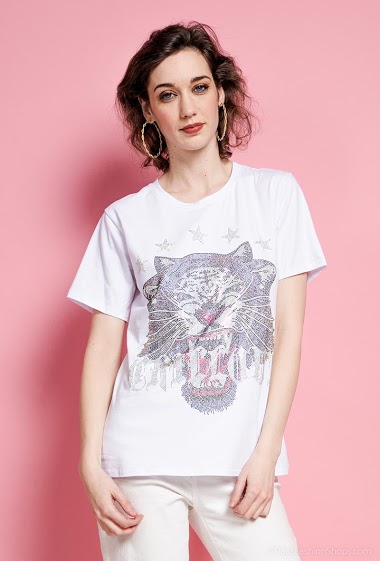 T-shirt avec tigre en strass