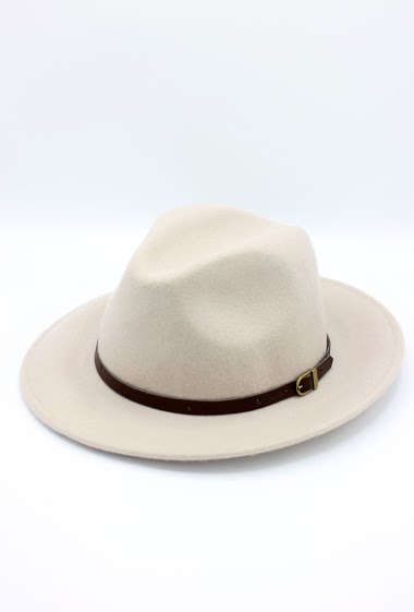 Chapeau Fedora en laine classique avec ceinture constrastante marron