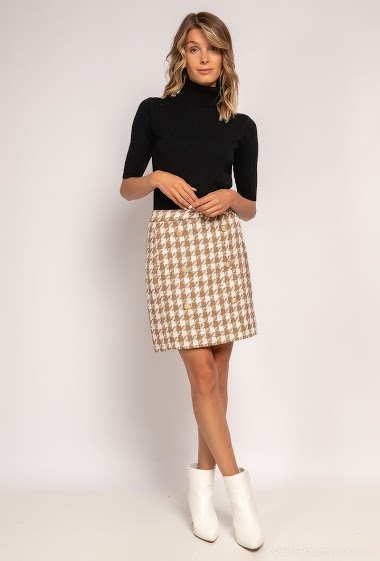 Checkered tweed skirt