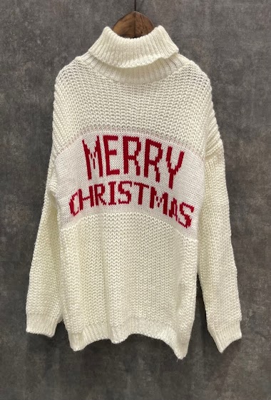 Pullover col roulé en laine mixte "MERRY CHRISTMAS"