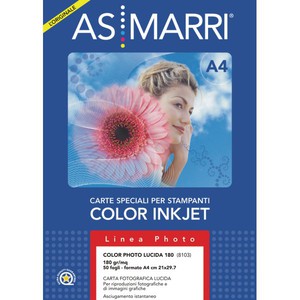 COLOR PHOTO LUCIDA INKJET BIANCA MARRI A4 180gr 50 FOGLI