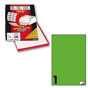 1 ETICHETTE ADESIVE IN FOGLI A4 VERDE MARKIN 210x297mm - Perego Carta