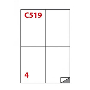 4 ETICHETTE ADESIVE IN FOGLI A4 BIANCHE MARKIN 105x148mm}