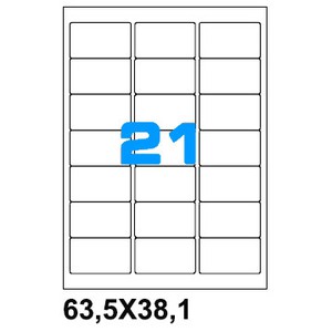 21 ETICHETTE ADESIVE IN FOGLI A4 BIANCHE PLANET GROUP 63.5x38.1mm}