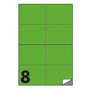 8 ETICHETTE ADESIVE IN FOGLI A4 VERDE FORM 101x72mm - Perego Carta