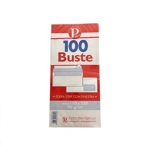 BUSTA EDERA BIANCA STRIP CON FINESTRA PIGNA 11x23cm 90gr