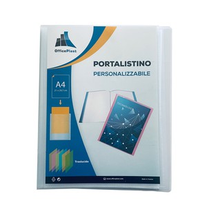 PORTALISTINO PERSONALIZZABILE 30 BUSTE OFFICE PLAST TRALUCIDO 22x30cm}