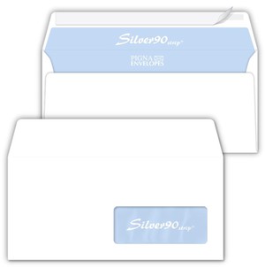 BUSTA SILVER90 BIANCA STRIP CON FINESTRA PIGNA 11x23cm 90gr}